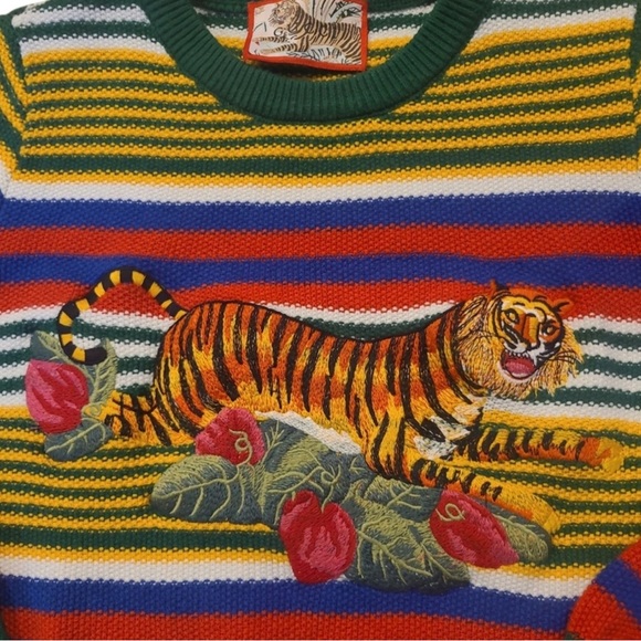 Vintage Gucci Tiger Knit Sweater Women’s Sz XS-S Embroidered Tiger Rare - Picture 4 of 15